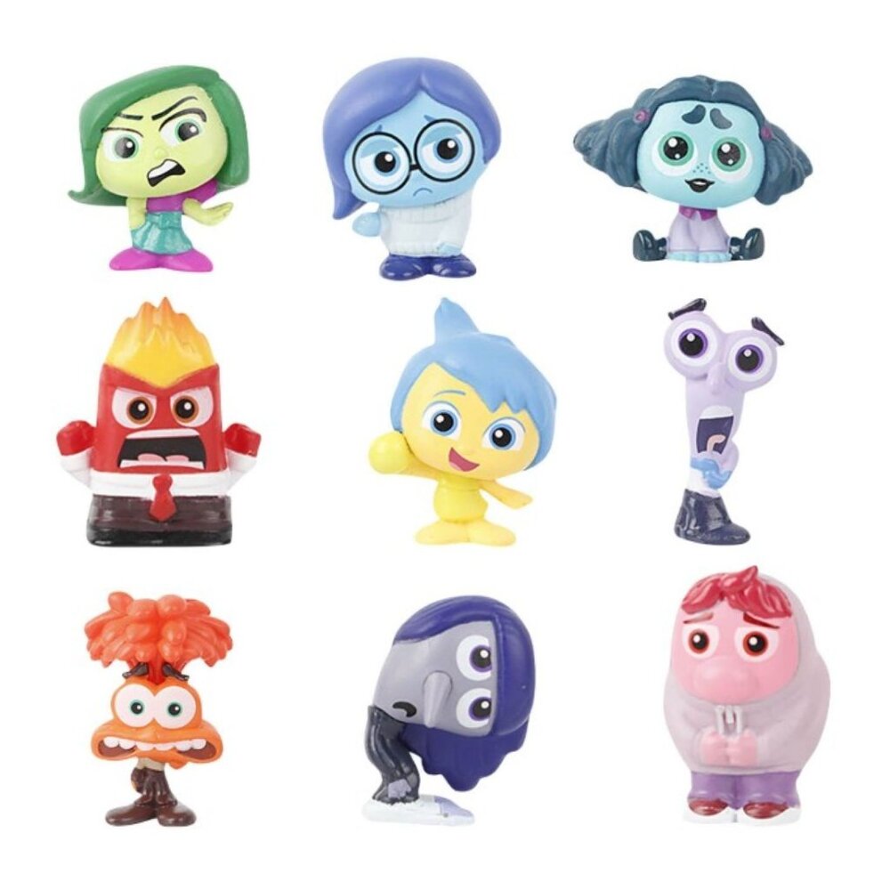 Inside Out 2 Mini Figures 9 Pc Set Pixar Emotion Character Toys Cake Topper